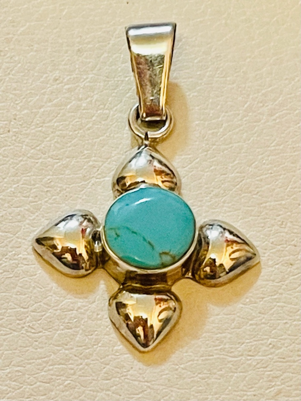 VTG Southwest JRI Mexico Sterling Silver 925 Turquoise Pendant Cross